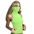thumbnail image 3 of BiZtdJrK Women's Sleeveless Sun Protection Shirt with Face Mask Summer Trendy High Neck Cropped Tops Athletic Shirts Mint Green XL Gifts for Dad, 3 of 6