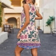 thumbnail image 4 of Awdenio Women's Summer Fashion Printing Pocket Sleeveless V-Neck Dress Casual Summer Dress Sleeveless Sundress Dresses Beach Dress with Pockets, 4 of 7