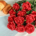 thumbnail image 5 of Morttic 12pcs Artificial Flowers Realistic Silk Rose Flower Bouquet Long Stems Faux Flowers Home Wedding Party Decor(Red), 5 of 7