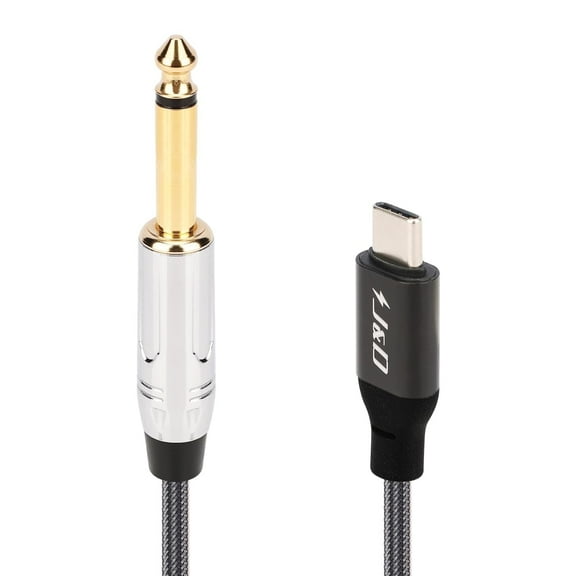 J&D USB C to 6.35mm (1/4 in) TS Guitar Audio Cable, Microphone Cord, 6.6 ft