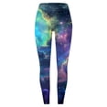 thumbnail image 4 of LIIPEE Women Leggings Casual Elastic High Waist Slim Fit Ankle Length Leggings Galaxy Printed Stretchy Workout Yoga Pants Comfortable Soft Breathable Daily Leggings,White,XXL, 4 of 5