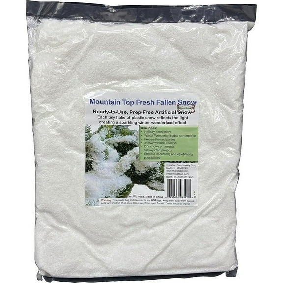 Professional Quality Artificial Polyethylene Snow for Holiday Décor, 10-Ounce Bag