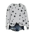 thumbnail image 4 of FAOWME Womens Pullover Long Sleeve Round Neck Star Print Loose Fit Fashion Comfortable Sweatshirt For Autumn Winter Daily Wear Light Gray L, 4 of 5