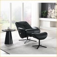 thumbnail image 6 of Motion Swivel Recliner Accent Chair with Ottoman | Black | Top Grain Leather, 6 of 7