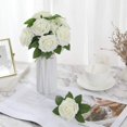 thumbnail image 4 of 50pcs Artificial Roses Flowers Real Looking Fake Roses Artificial Foam Roses Decoration DIY for Wedding,Arrangements Party Home Decorations(Cream White) M01, 4 of 5