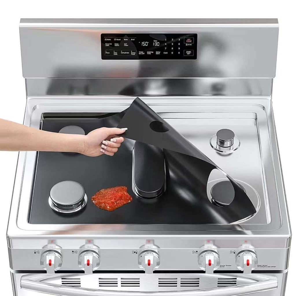 PatungKu High Temperature Resistant Kitchen Range Splatter Guard 5-Hole Gas Stove Pad Non Stick Stovetop Protector Liner