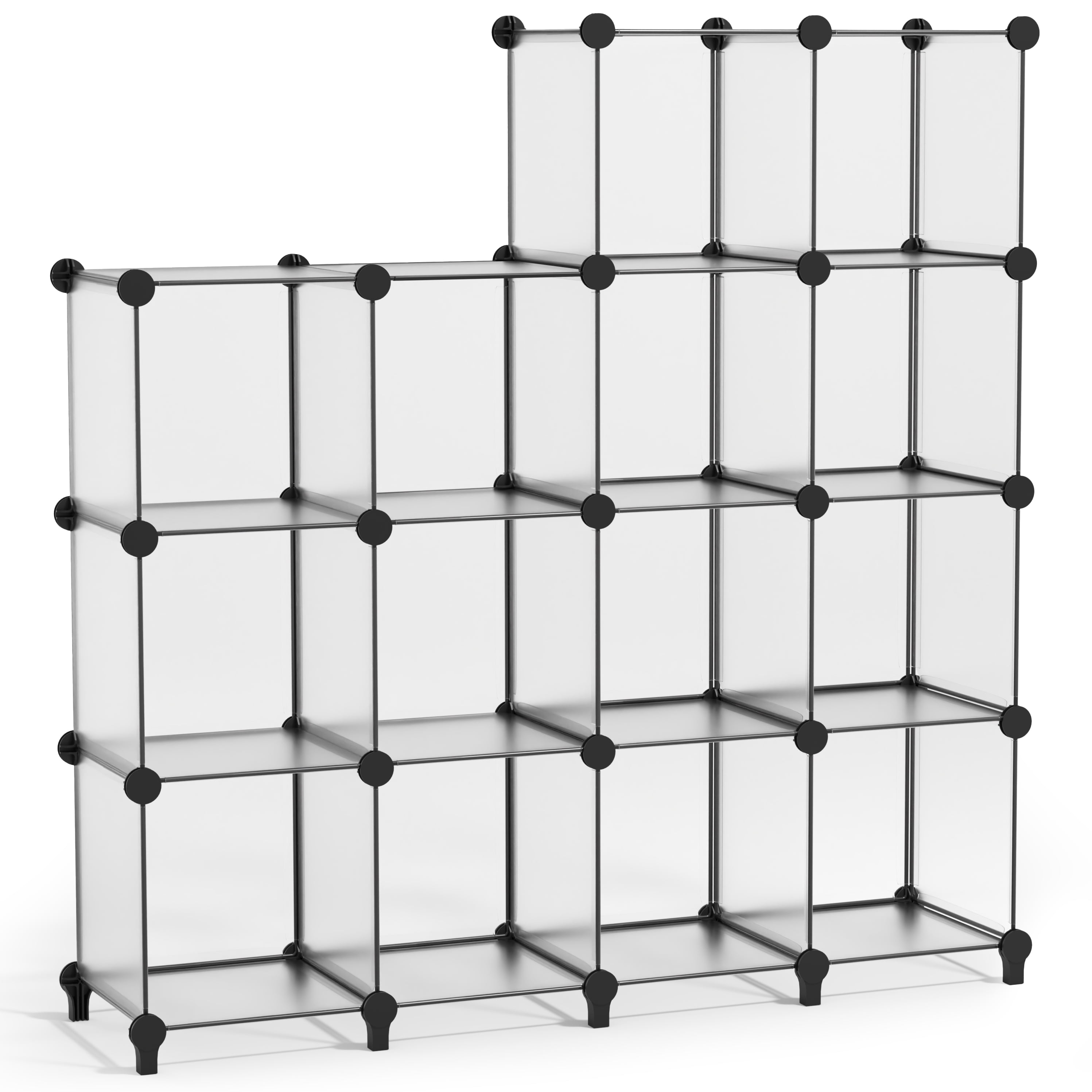 Sorbus 14-Cube Storage Organizer, Waterproof Cubby Shelf for Closet & Bedroom, Clear