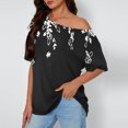 thumbnail image 3 of JTZGDY Womens Cotton Oversized Tshirts Funny Stars Printed Summer Boat Neck Off Shoulder Short Sleeve Basic Tunic Tees Tops Loose Fit Streetwear Clothes Multicolor S, 3 of 7