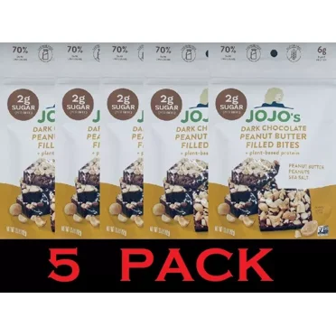 5x JoJo’s Plant Based 70% Dark Chocolate Peanut Butter Filled Bites 3.6oz 5 PACK