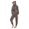 thumbnail image 3 of Keanu Womens Leopard Print Fleece Jumpsuit, 3 of 6