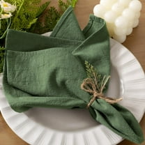 MUNDIDO Cloth Napkins Green Summer Washable Reusable Bulk Linen Cotton Napkins Set of 6 17"x17" for Wedding Party Bridal Baby Shower Birthday Dining Table Decorations