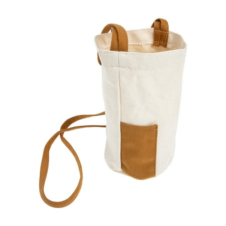 KALLORY Back to School Canvas Water Bottle Carrier Bag Storage Bag for Basketball Brown 1Pcs for Fan Gear
