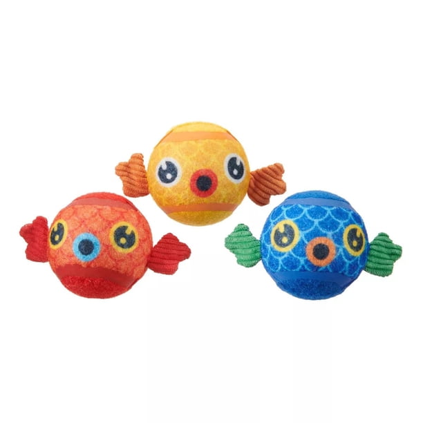 Trío de pelotas de tenis Barkbox Guppies de juguete para perros para masticar
