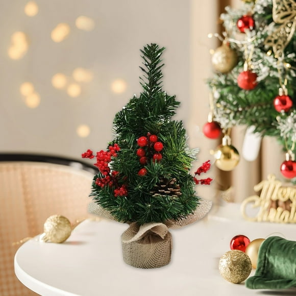 Dvkptbk Tabletop Christmas Tree with Flocked Pines Needles, Artificial Mini Xmas Tree with Christmas Ornaments for Christmas Room Decor Home Table Top Decor and Craft,