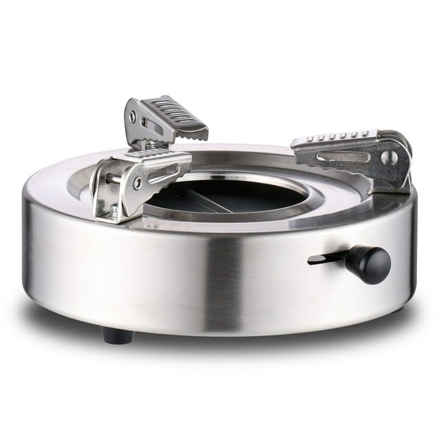 Mini Réchaud Portable Extérieur en Acier Inoxydable Fourneau Puissance de Feu Réglable Léger Coupe-Vent pour Camping Barbecue Fondue Chinoise Cuisson Extérieure Argenté