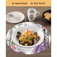 thumbnail image 3 of 15 Inch Round Placemats Set of 4, Happy Birthday Non Slip Heat Insulation PP Table Mats, Gradient Purple Dress Crown Carriage Flowers Washable Place Mats for Kitchen Dining Party Table Decor, 3 of 7