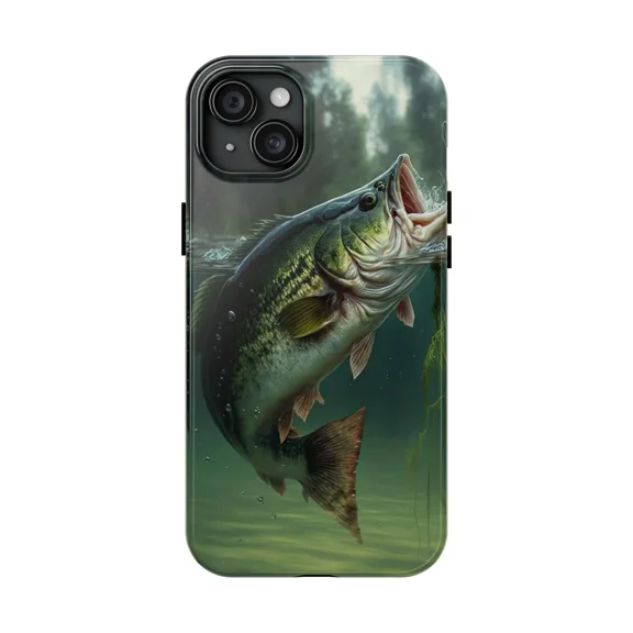 Large Mouth Bass Fishing Lake Scenic Artwork Nature Outdoor A624 Protective Case for iPhone 17 16 15 14 13 12 11 Pro Max