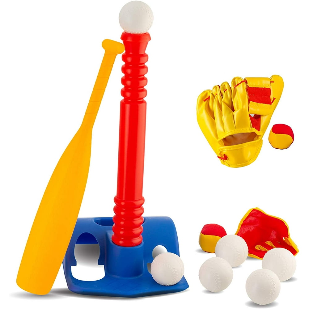 TeeBall Sport Set 6 Balls and 1 Soft Ball with Bat & Glove to