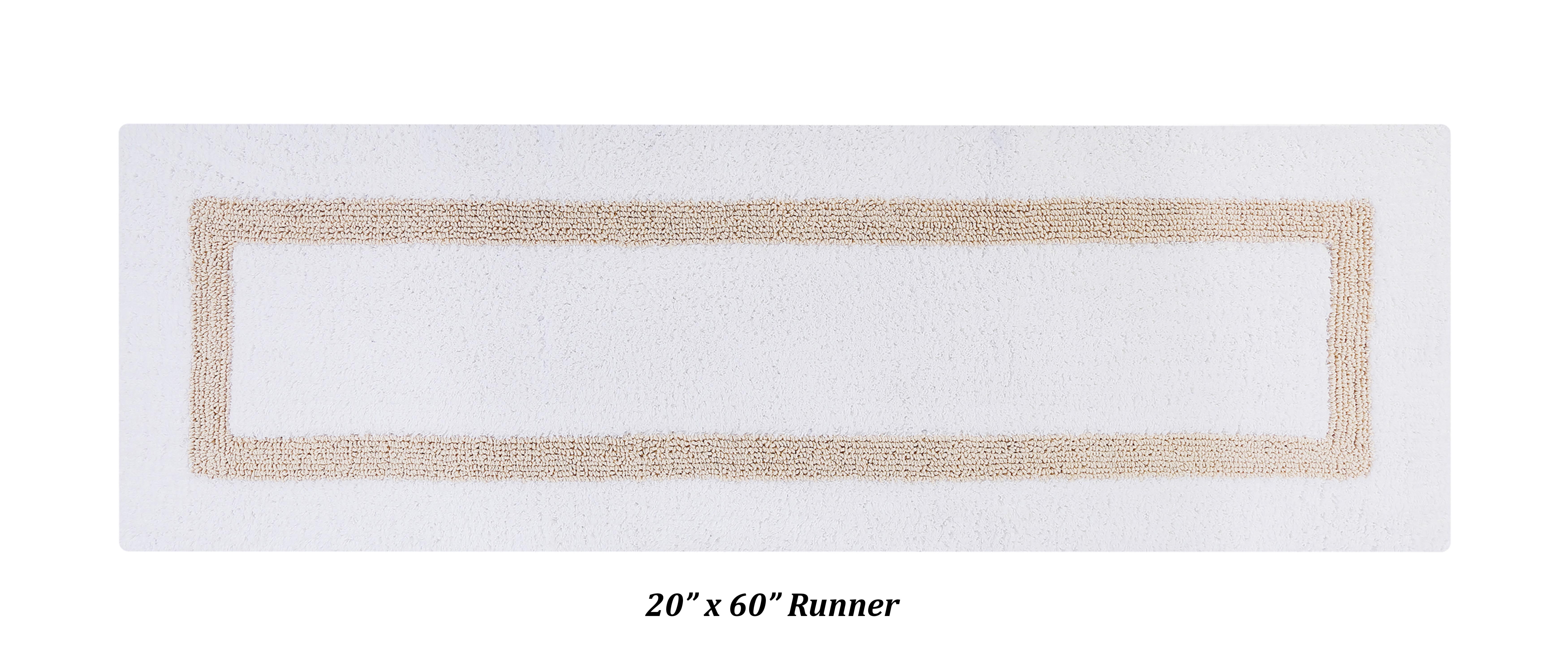 Better Trends 4 Piece Bathroom Rugs Set 100% Cotton Bath Rug Soft, Water Absorbent, Reversible, Machine Washable for Bathroom Decor Toilet Base Contour And Runner Mat Hotel Collection - White/Sand