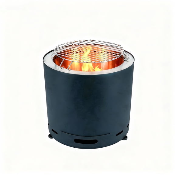 Withniture 15 Inch Smokeless Fire Pit, Black Stainless Steel Smokeless Wood-Burning Camp Fire Pit with Carry Bag Black Smokeless Firepit Outdoor for 2-4 People