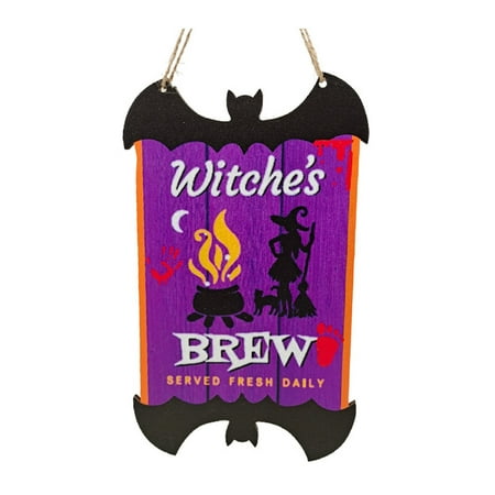 

Hot Sale Halloween Door Hanging Sign Wooden Slices Tags Hanging Ornaments Pumpkin Witch Front Door Hanger Wreath Crafts For Home Party