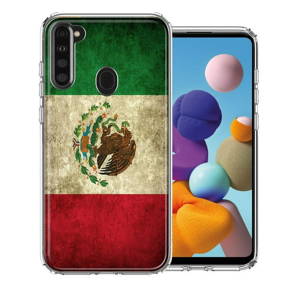 MUNDAZE For Samsung A21 Mexico Flag Design Double Layer Phone Case Cover