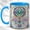 Blue, variant on Lotus Dreamcatcher Coffee Mug, Boho Feather Mug, Ceramic 11 oz