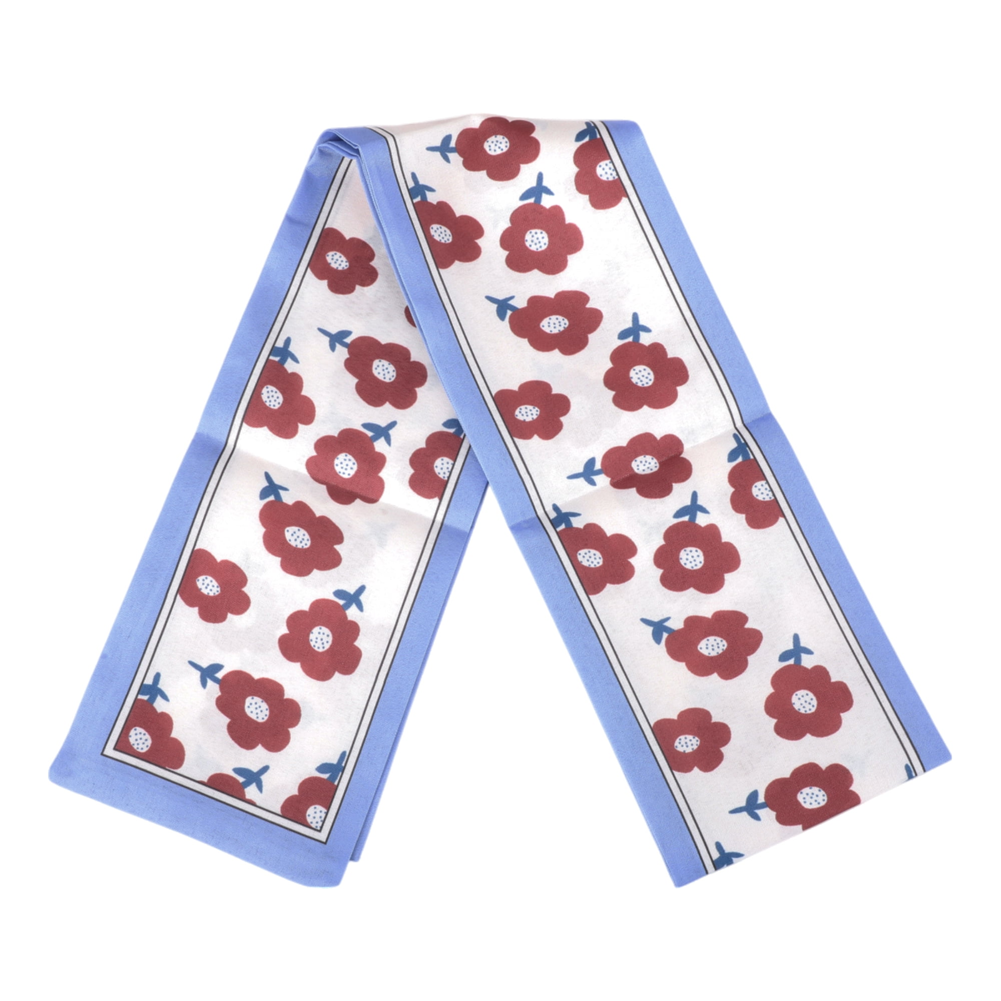 Unique Bargains Floral Satin Headband for Women 1 Pc Blue Red White