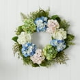 thumbnail image 2 of Nearly Natural 24" Hydrangea Wreath in Blue, 2 of 3