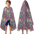 thumbnail image 3 of Red Boho Ethnic Geometric Pattern Hooded Bath Towel，60"x35" for Ages 3 To 12 Kids, Quick Dry Lightweight Soft Microfiber Hood Beach Towel Cover Up for Kids, 3 of 7