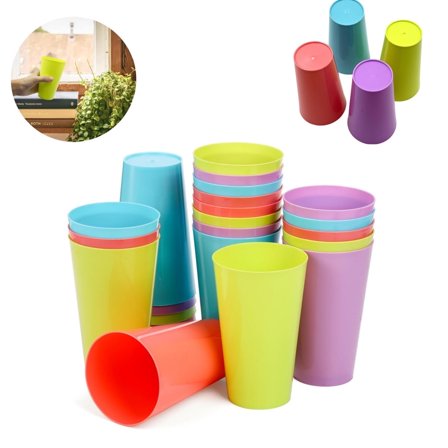 11 OZ Unbreakable Water Drinking Cups,QZS Reusable Water Drinking Cups for Smoothies,Set of 12 Lightweight Stackable Tumbler for Patio Picnic,4 Colors