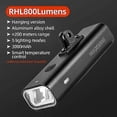 thumbnail image 2 of ROCKBROS RHL-800 Bicycle Front Headlight Strong Flashlight,Lifting Version, 2 of 5