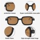 thumbnail image 3 of Gafas de sol cuadradas literarias retras de fotografía callejera de moda, gafas de sol anti-azules, hechas de PC, 3 of 5