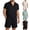 Black, variant on Men's 2 Piece Outfits Cuban Guayabera Button Down Shirts and Shorts Causal Summer Beach Vacation Sets for Men
