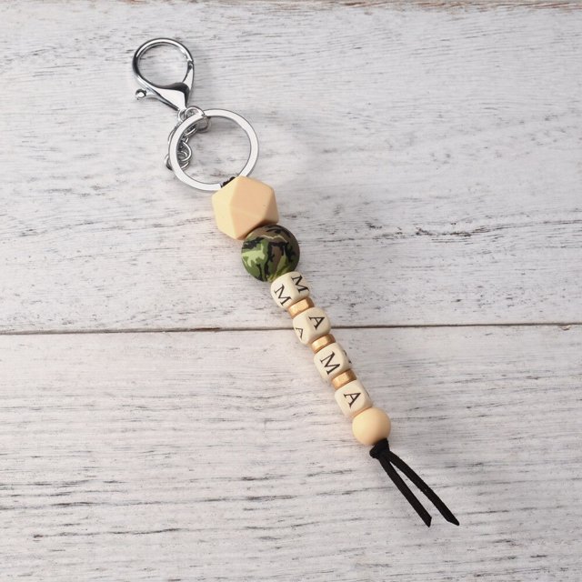 MAMA Bracelet Keychain New Leopard Print Silicone Bead Keychain Fashion Bag Pendant 2022 New Fashion Mother Day Gift Pendant Gao Jinjia LED