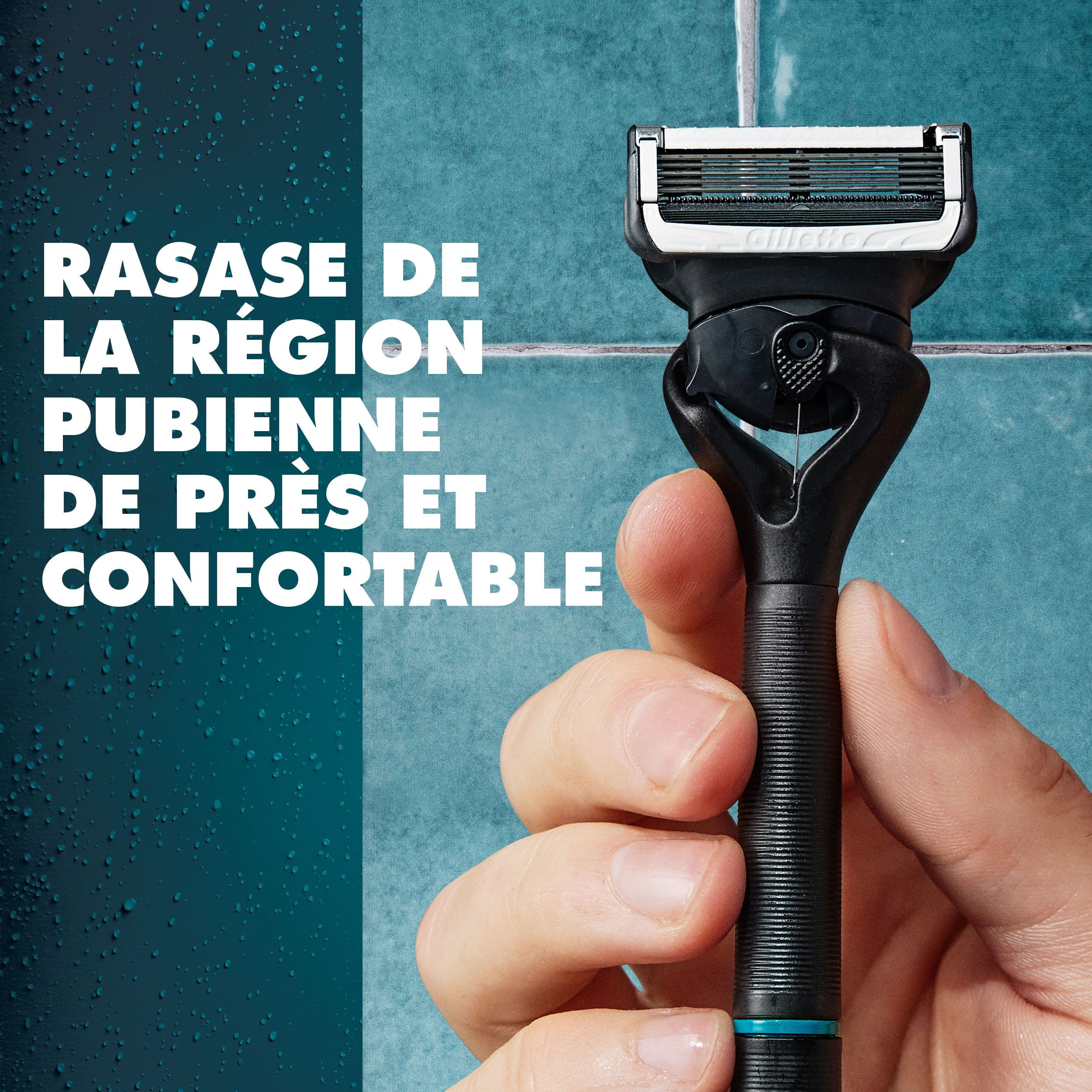 Rasoir pour poils pubiens pour hommes Gillette Intimate, rasoir pour poils pubiens et rasage corporel pour homme, doux et facile à utiliser, conçu pour les poils pubiens, 1manche de rasoir, 2cartouche 1CT