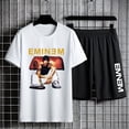 thumbnail image 2 of Eminem-Camiseta ajustada con estampado sombreado para hombre, pantalones cortos, traje deportivo de manga corta, camisetas informales de gran tamaño, pantalones cortos de Hip Hop, conjuntos de dos pie, 2 of 4