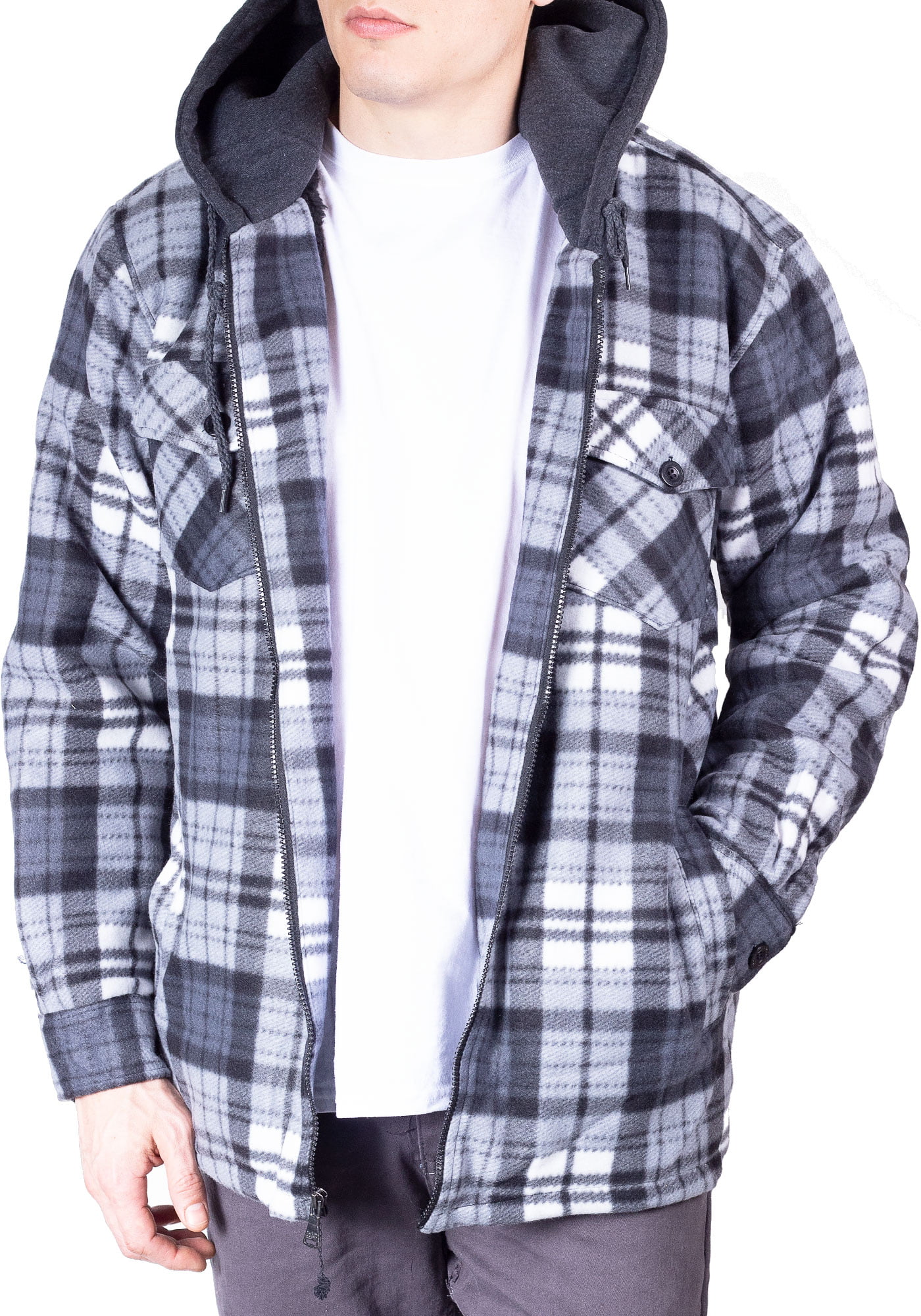 West Louis Mens Warm Cotton Plaid Jacket Fleece Lining Lumberjack Style Plaid Jacket