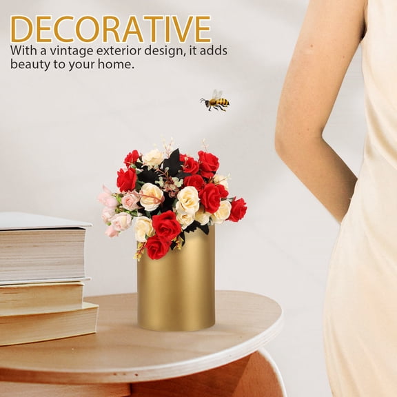 UPOUART Vintage Golden Metal Flower Vase for Home Decor and Elegant Flower Arrangements