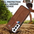 thumbnail image 5 of Design for Samsung Galaxy S22 Plus/S22+ Phone Case with Screen Protector Adjustable Wrist Strap Kickstand Credit Card Slot Shockproof Hybrid Rugged Protective Cover for Women Men 6.6 inch Brown, 5 of 14