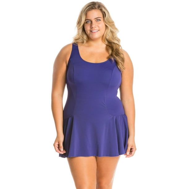Sporti - Sporti Plus Size Swim Dress (30W, Purple) - Walmart.com ...