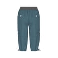 thumbnail image 6 of QIJUNTUO ​Women's Casual Linen Cargo Shorts High Waisted Elastic Drawstring Multi Pocket Outdoor Summer Beach Shorts​ Blue, 6 of 6