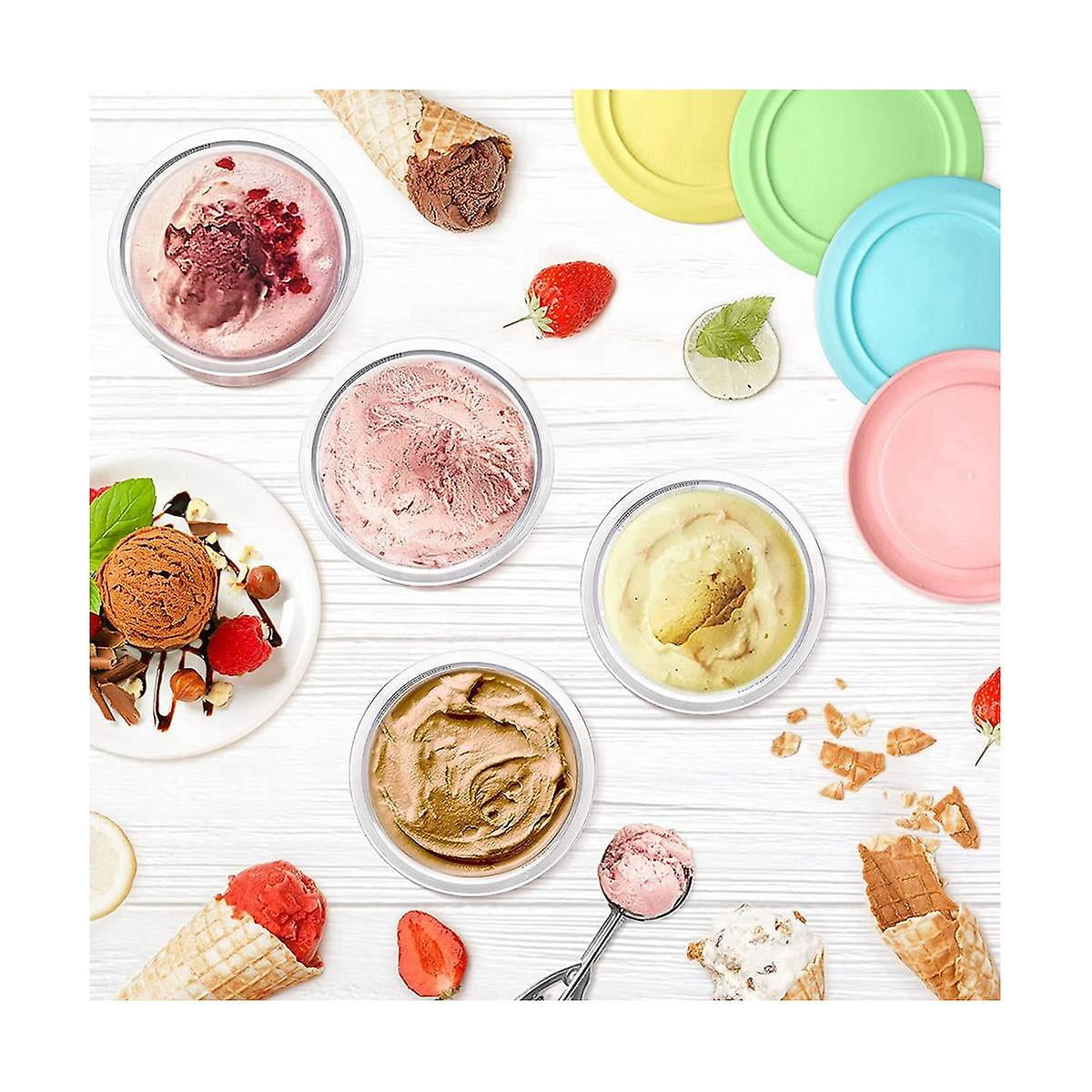 4 pack 16oz Replacement Pints with Lids for Ninja Creami NC300 NC301 NC299AMZ Ice Cream Maker