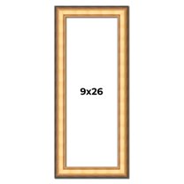9x26 Frame Gold Plein Aire Solid Wood Picture Frame Width 2 Inches | Interior Frame Depth 0.5