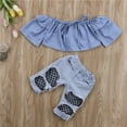 thumbnail image 1 of 2pcs Infant Baby Girl Clothes set off shoulder Tops + Ripped Jeans Outfit Sets 1-4 Years, 1 of 4