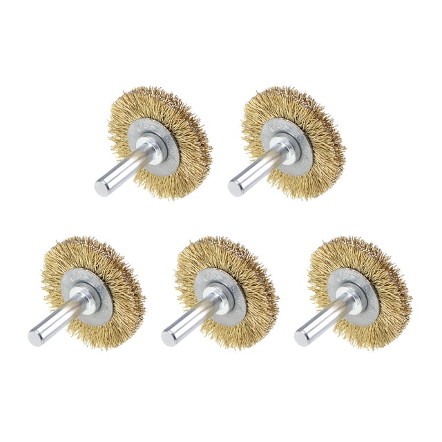 Cepillo de rueda de alambre de 1.5" de Unique Bargains, con mango de acero crimpado niquelado de 0.98" 5Pcs
