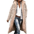 thumbnail image 4 of ITSAME Womens Plus Size Reversible Sherpa Lined Coat Winter Thermal Versatile Casual Outerwear with Pockets Khaki Size S, 4 of 9