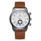 thumbnail image 1 of Reloj de cuarzo con banda de cuero de PU a la moda, reloj masculino con patrón de esfera doble y números (café), 1 of 3