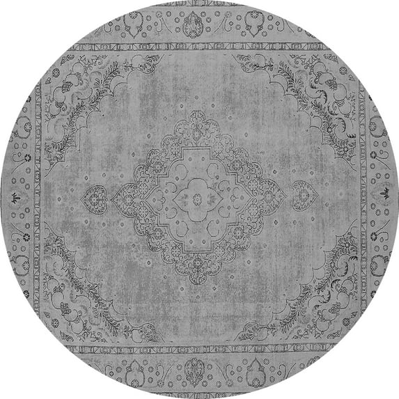 Ahgly Company Indoor Round Oriental Gray Industrial Area Rugs, 4' Round
