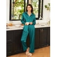 thumbnail image 3 of Ekouaer Womens Satin Silky Pajama Set 2 Piece Print PJs Soft Loungewear Button Down Sleepwear with Elastic Waist Long Pants Pink and White Striped, 3 of 5